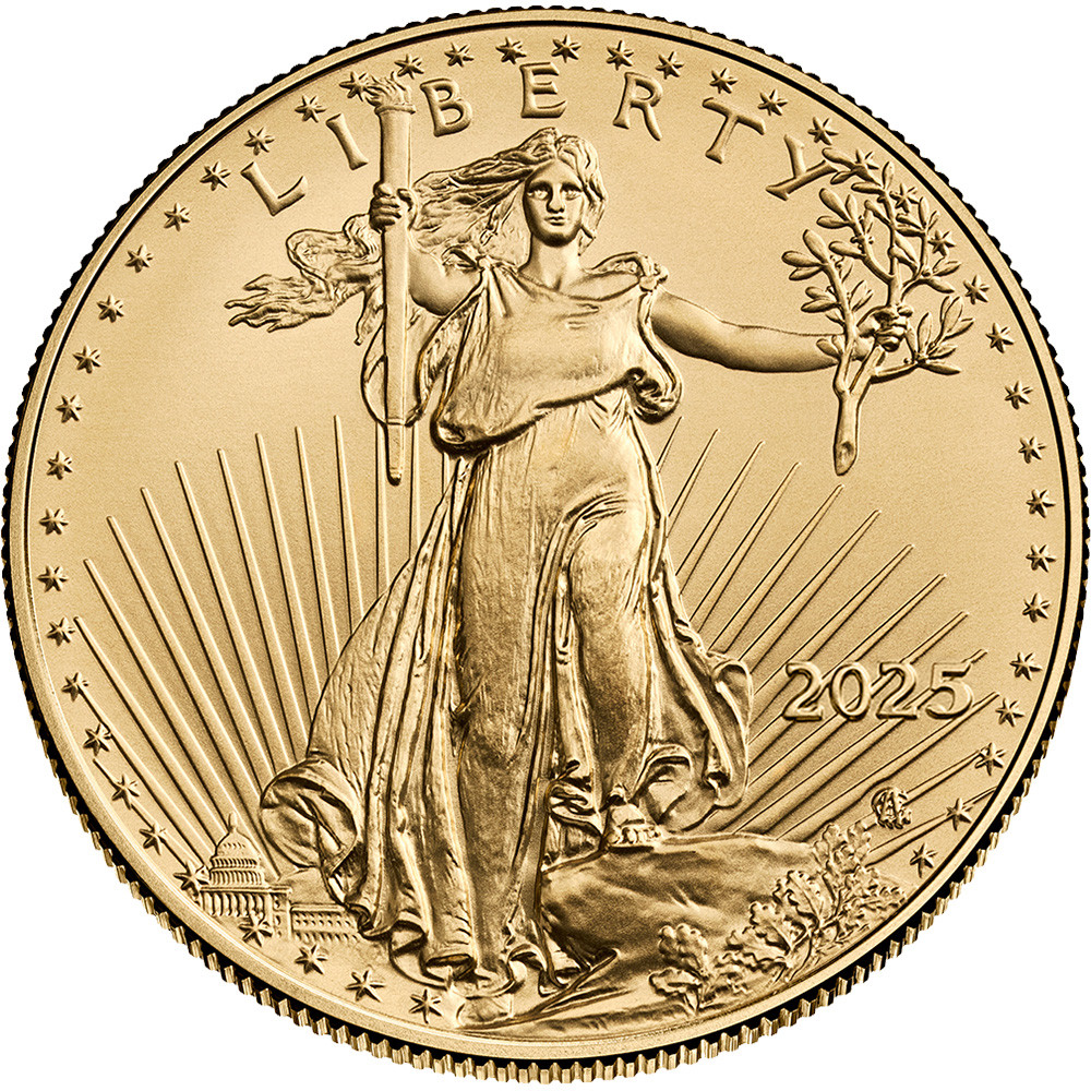 1/2 oz Gold American Eagle — pictured 2025 BU obverse