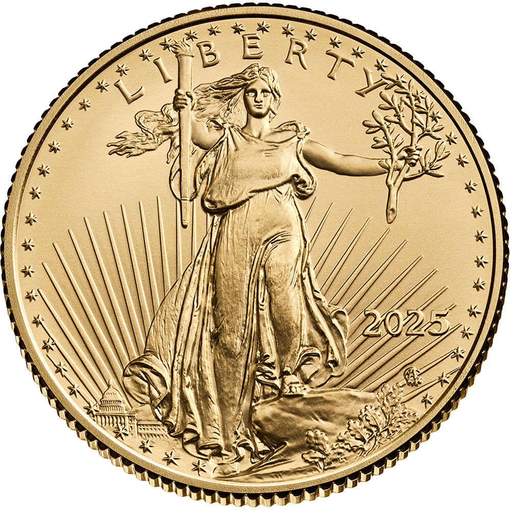 1/10 Oz Gold American Eagle — pictured 2025 BU obverse