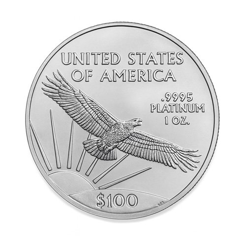 1 oz American Platinum Eagle, soaring-eagle reverse — image