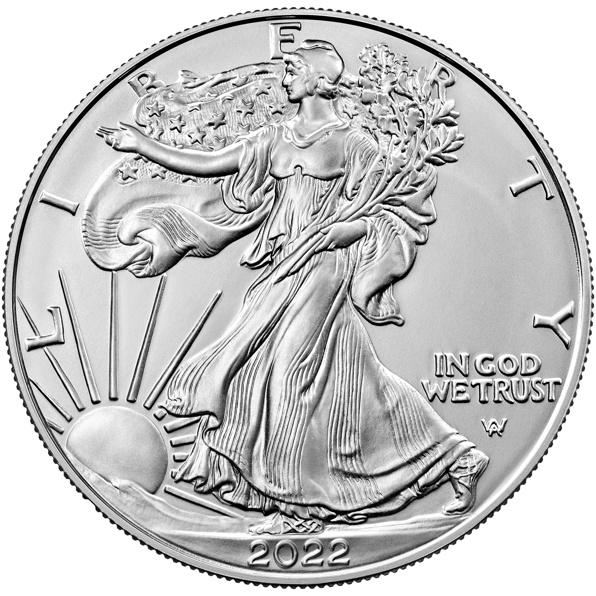 Silver American Eagle — front (obverse), representative 2022 image
