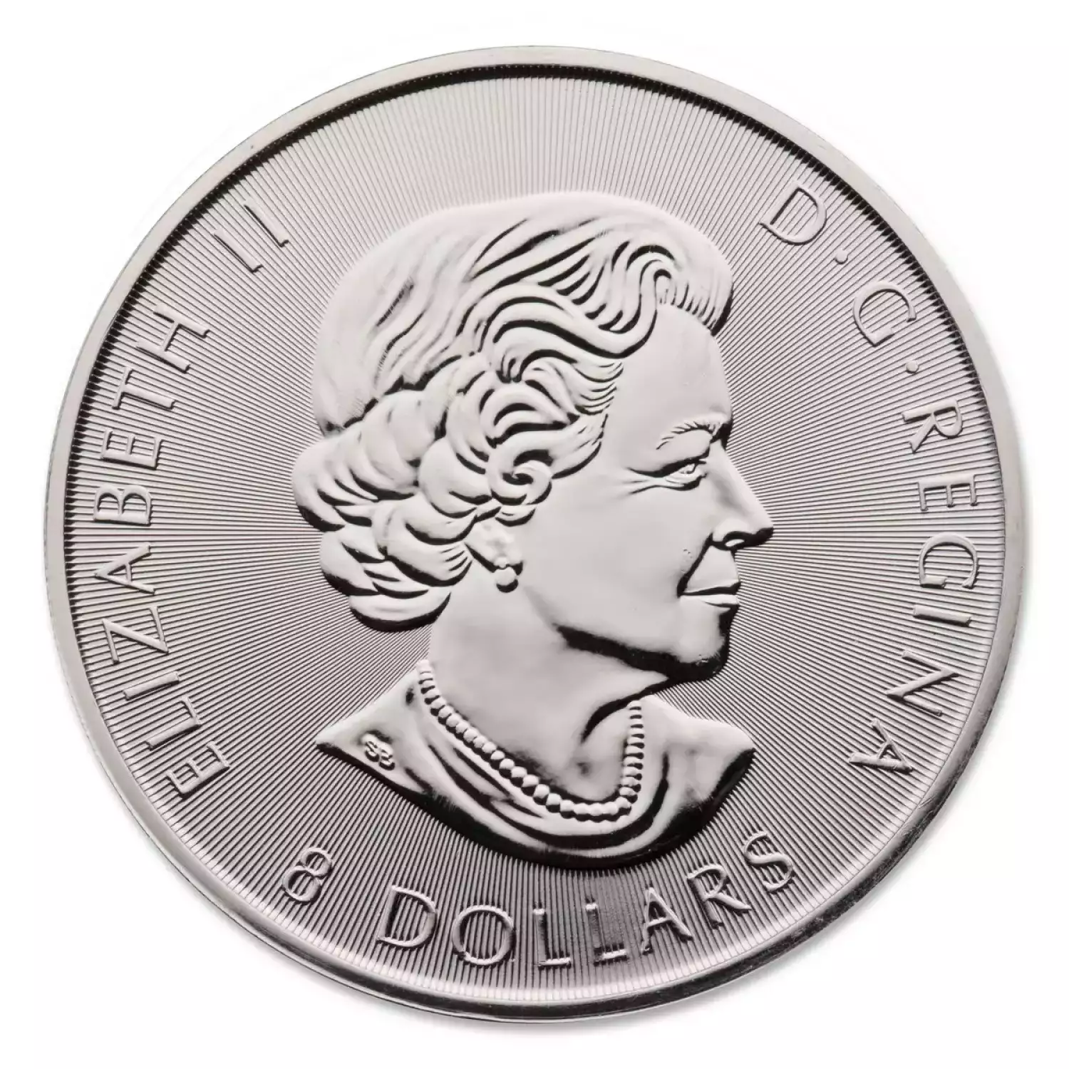 1.5 oz Silver Royal Canadian Mint Snow Falcon — front (obverse), 2016 pictured issue; supplied year may vary