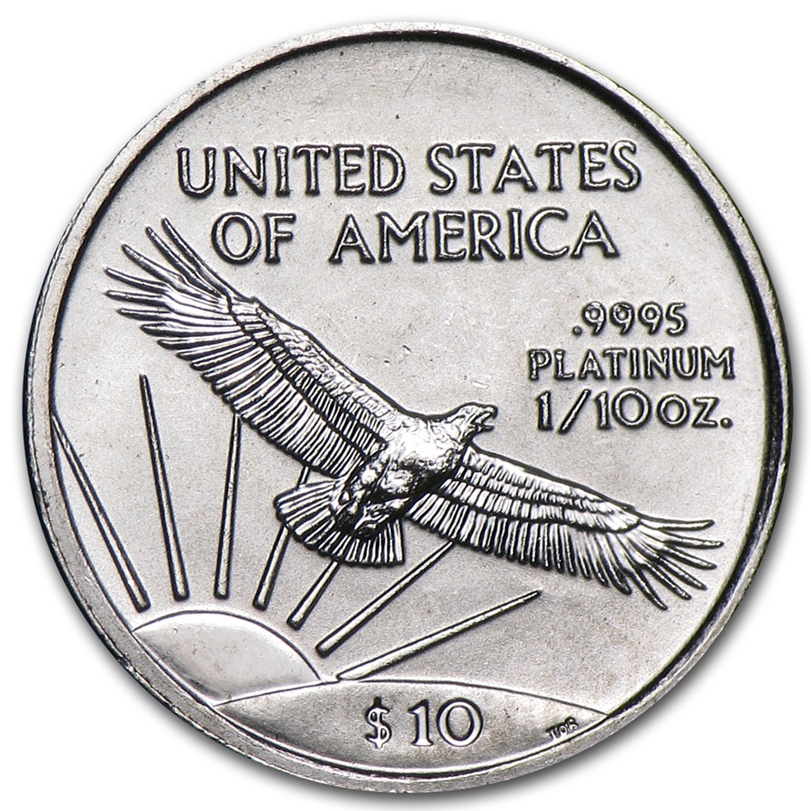 1/10 oz Platinum American Eagle — representative 1997 bullion reverse, $10 denomination