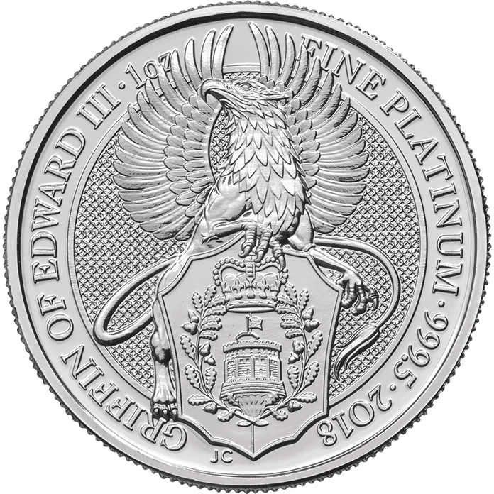 2018 1 oz Platinum Queen’s Beasts Griffin — real coin image