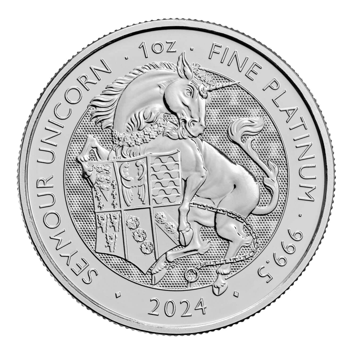 2024 1 oz Platinum Royal Tudor Beasts Seymour Unicorn — reverse image