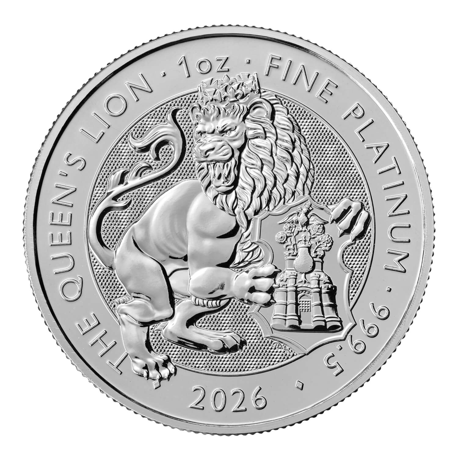 2026 1 oz Platinum Royal Tudor Beasts Queen’s Lion — reverse image