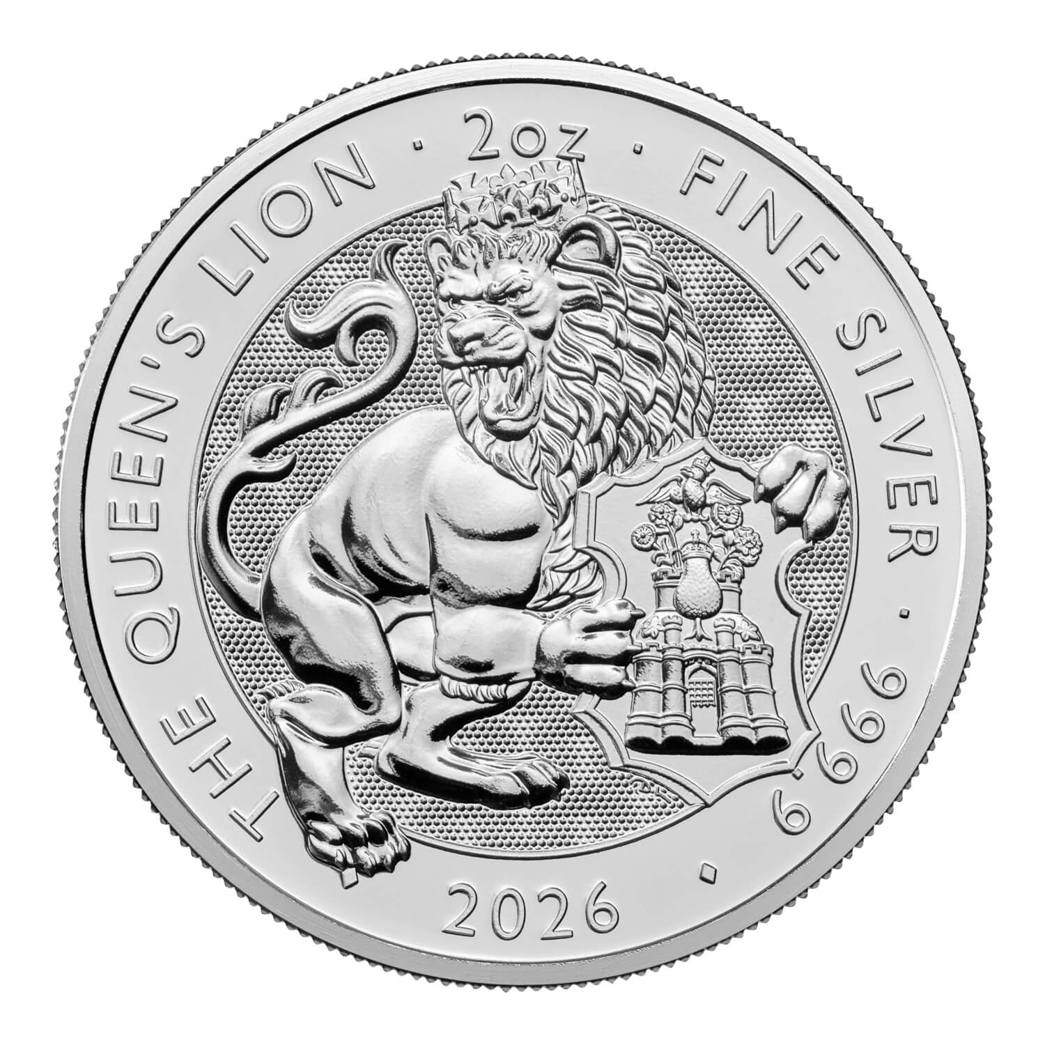 2026 2 oz Silver Tudor Beasts Queen's Lion — reverse image
