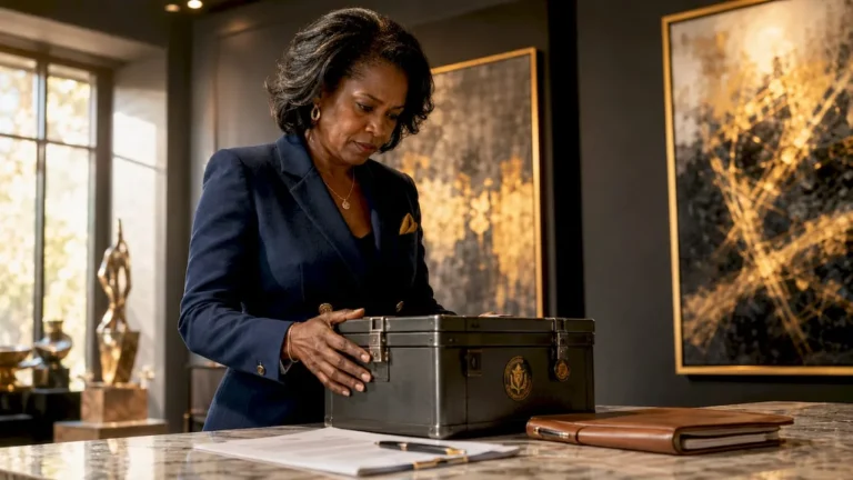 Woman inspecting insured precious metals shipment box