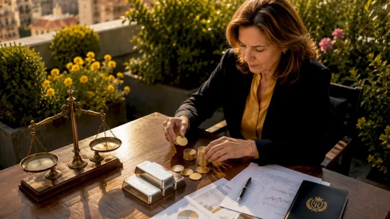 Investor examining gold and silver assets
