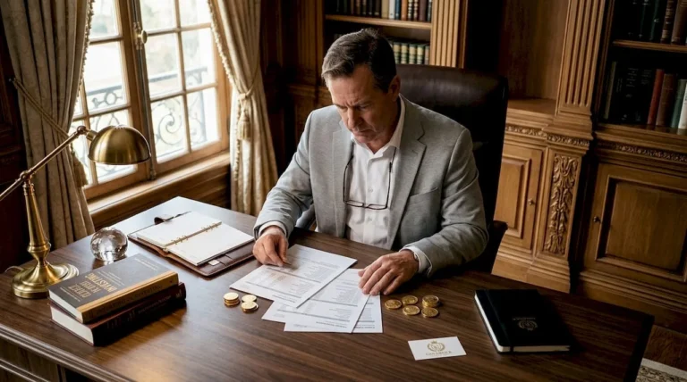 Man reviewing retirement gold portfolio papers