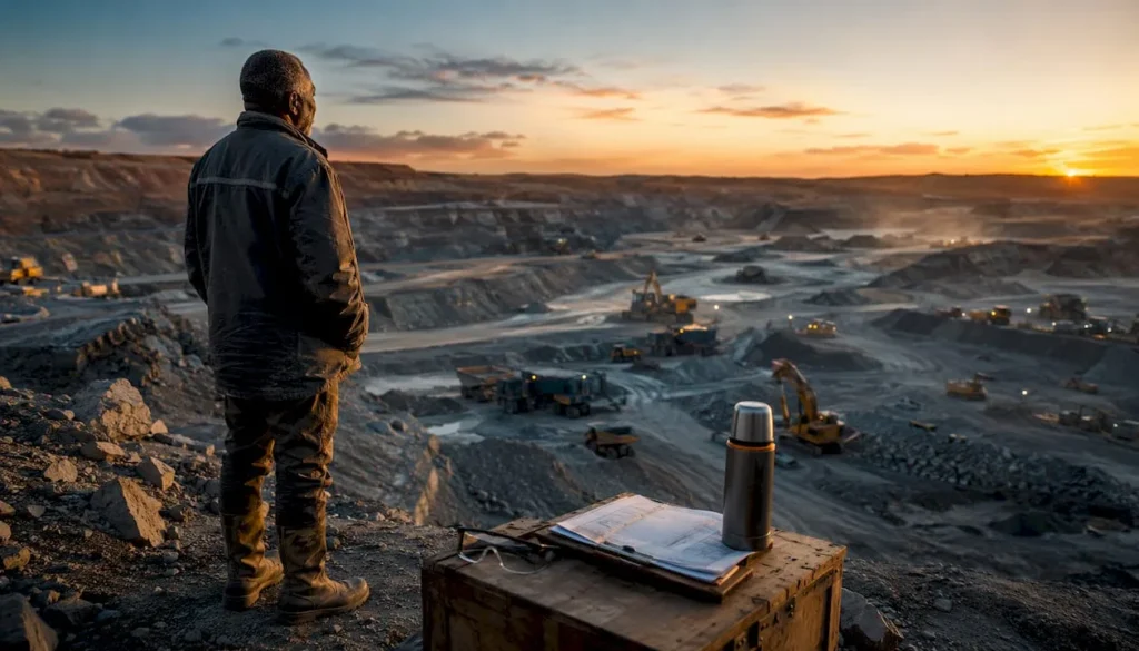 South African miner at platinum mining site