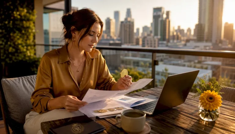 Millennial woman reviewing precious metal IRA documents