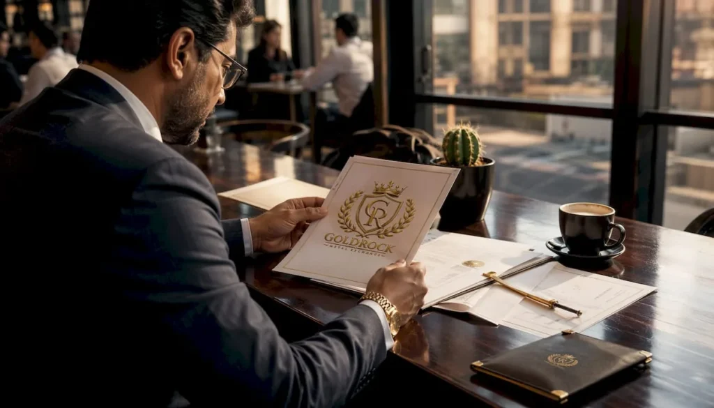 Man reviewing gold dealer credentials