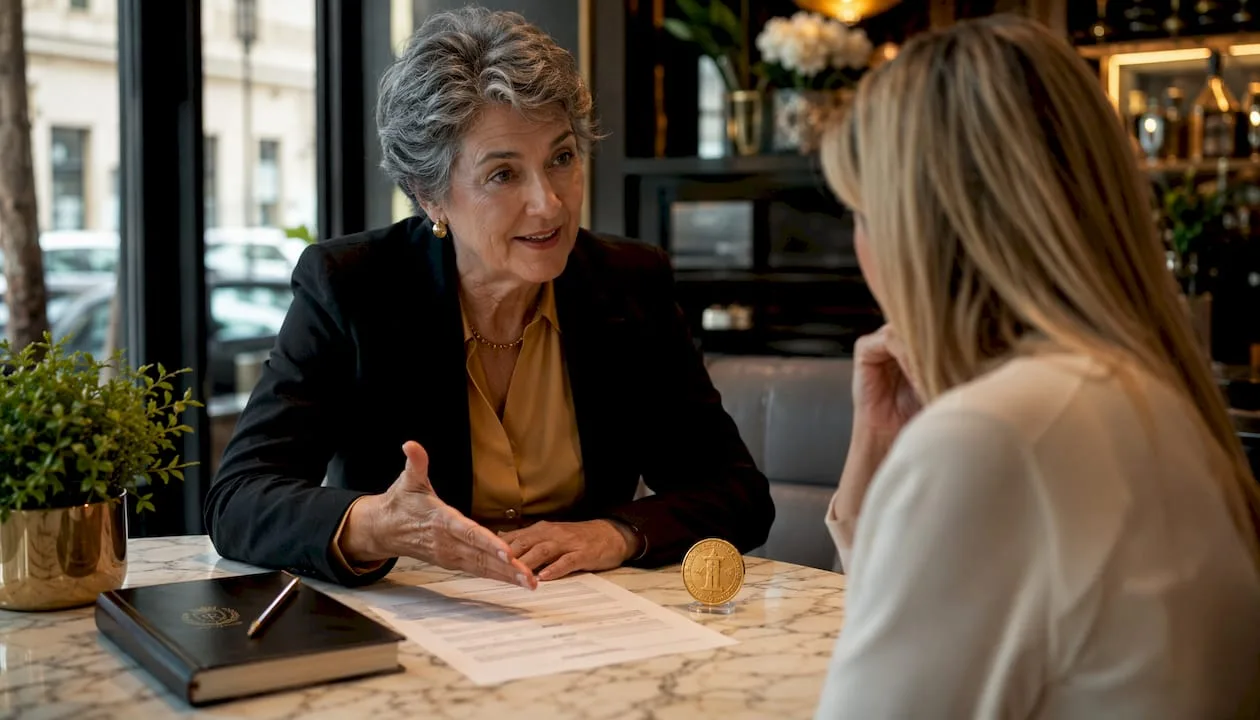 Financial advisor explaining gold IRA options