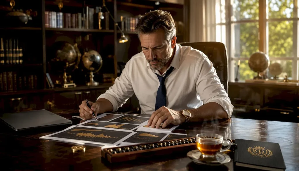 Financial analyst studying gold investment reports