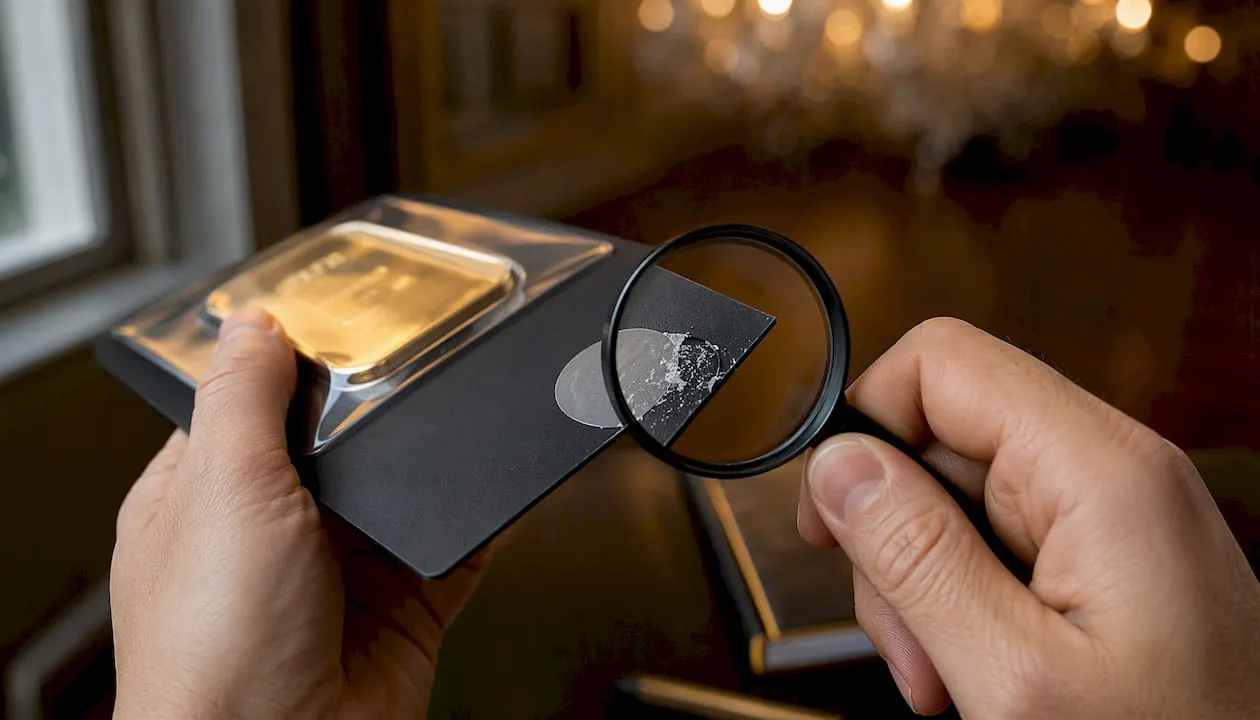 Hands inspecting tamper-evident gold seal