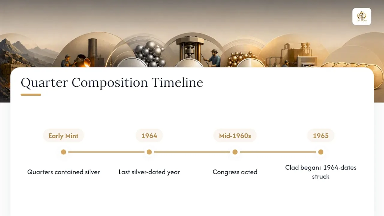 Timeline of U.S. quarter composition changes