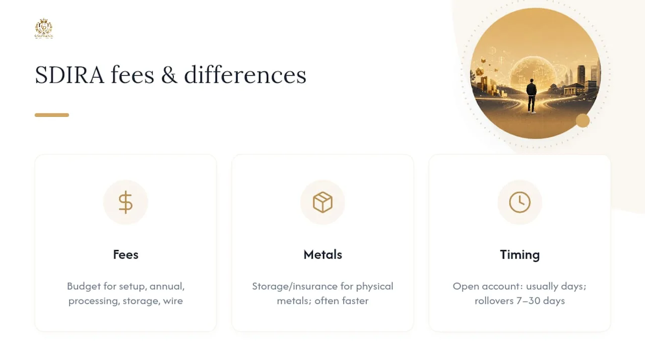 Breakdown of SDIRA fee categories and cost comparison