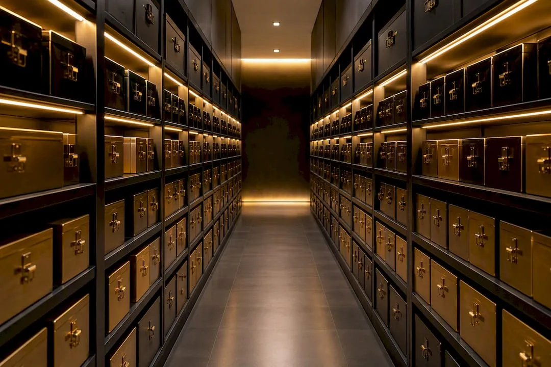 Metals depository storage shelves interior
