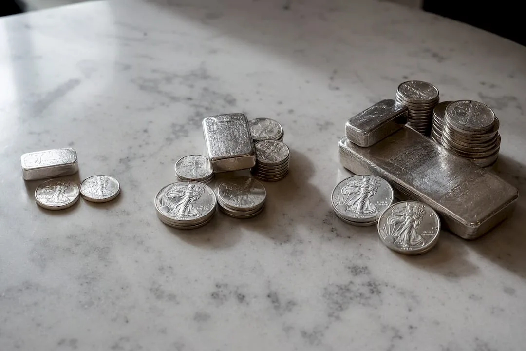 Silver coins grouped by allocation risk levels