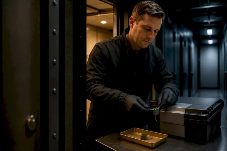 Custodian checking sealed depository storage container