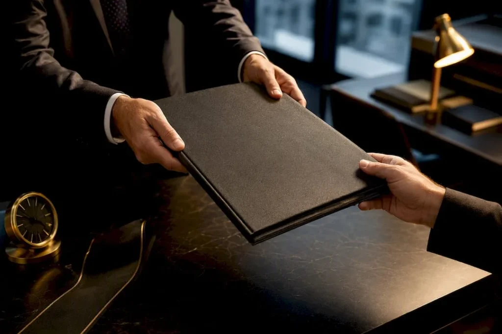 Hands transferring a secure IRA account portfolio