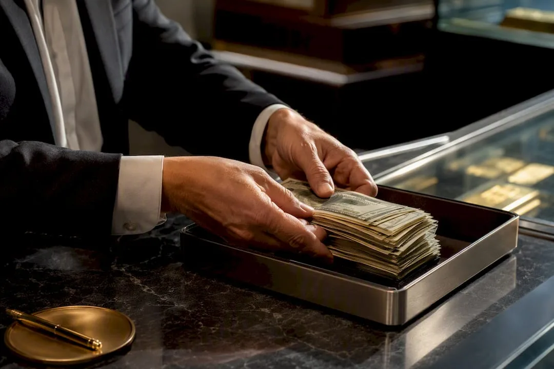 Physical cash counted at dealer counter