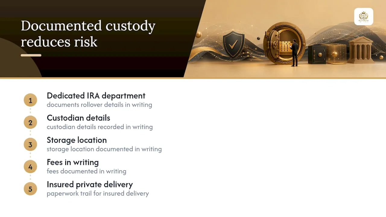 Documented custody process for IRA rollover