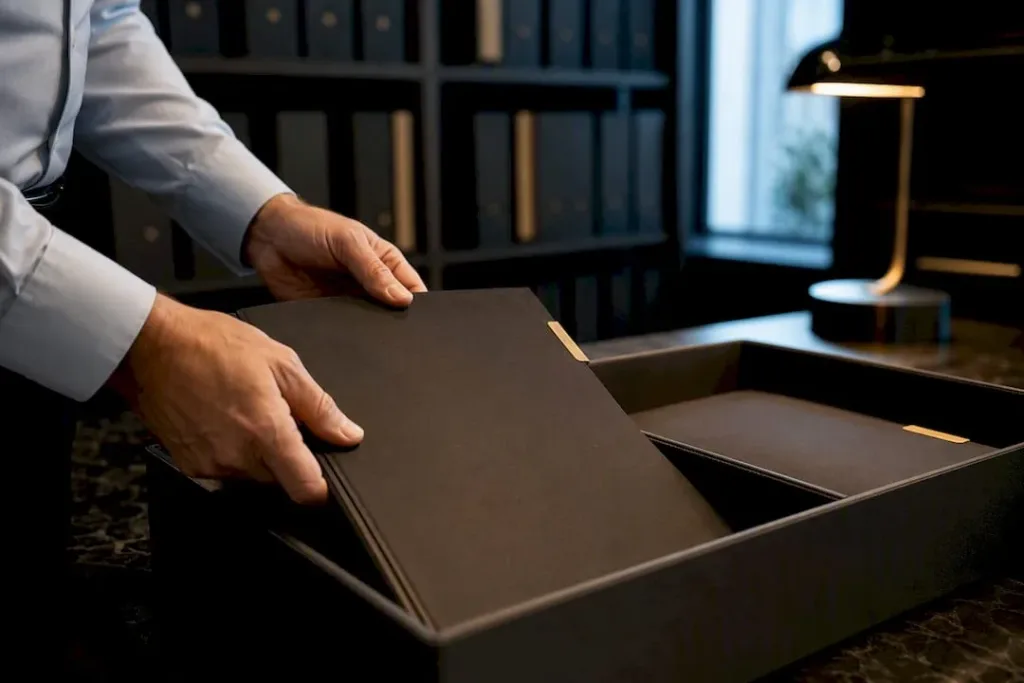 Closed folders prepared for IRA transfer