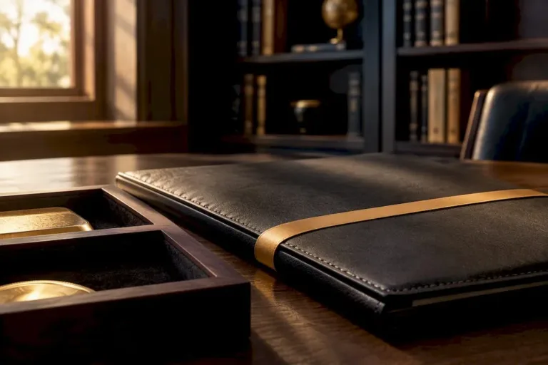 Precious metals beside a retirement account folio