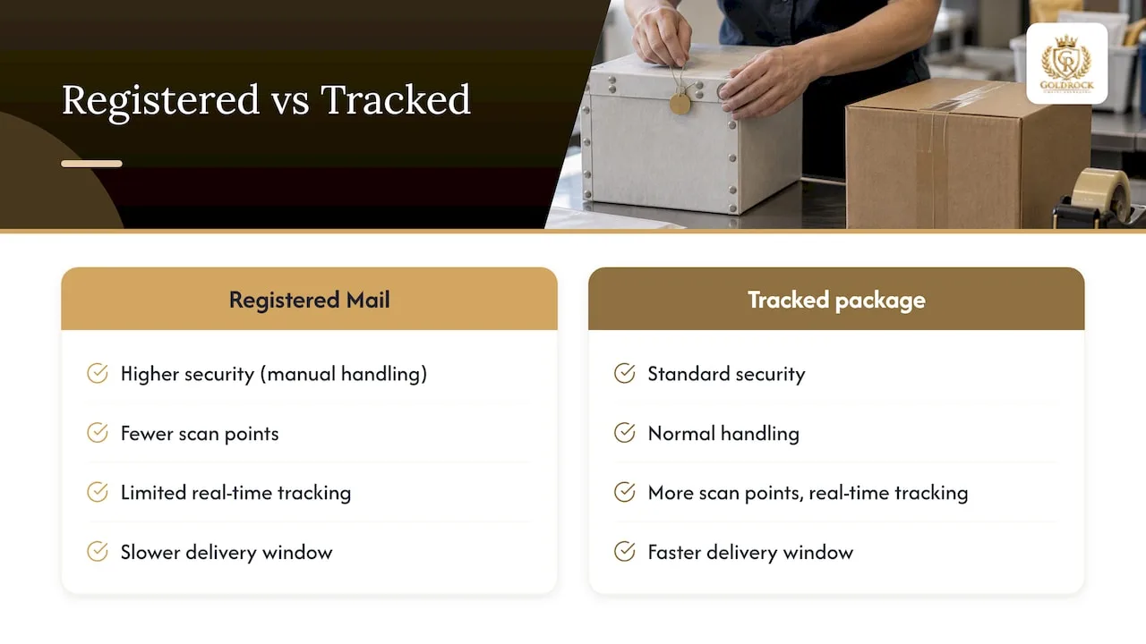 Registered Mail versus standard package comparison