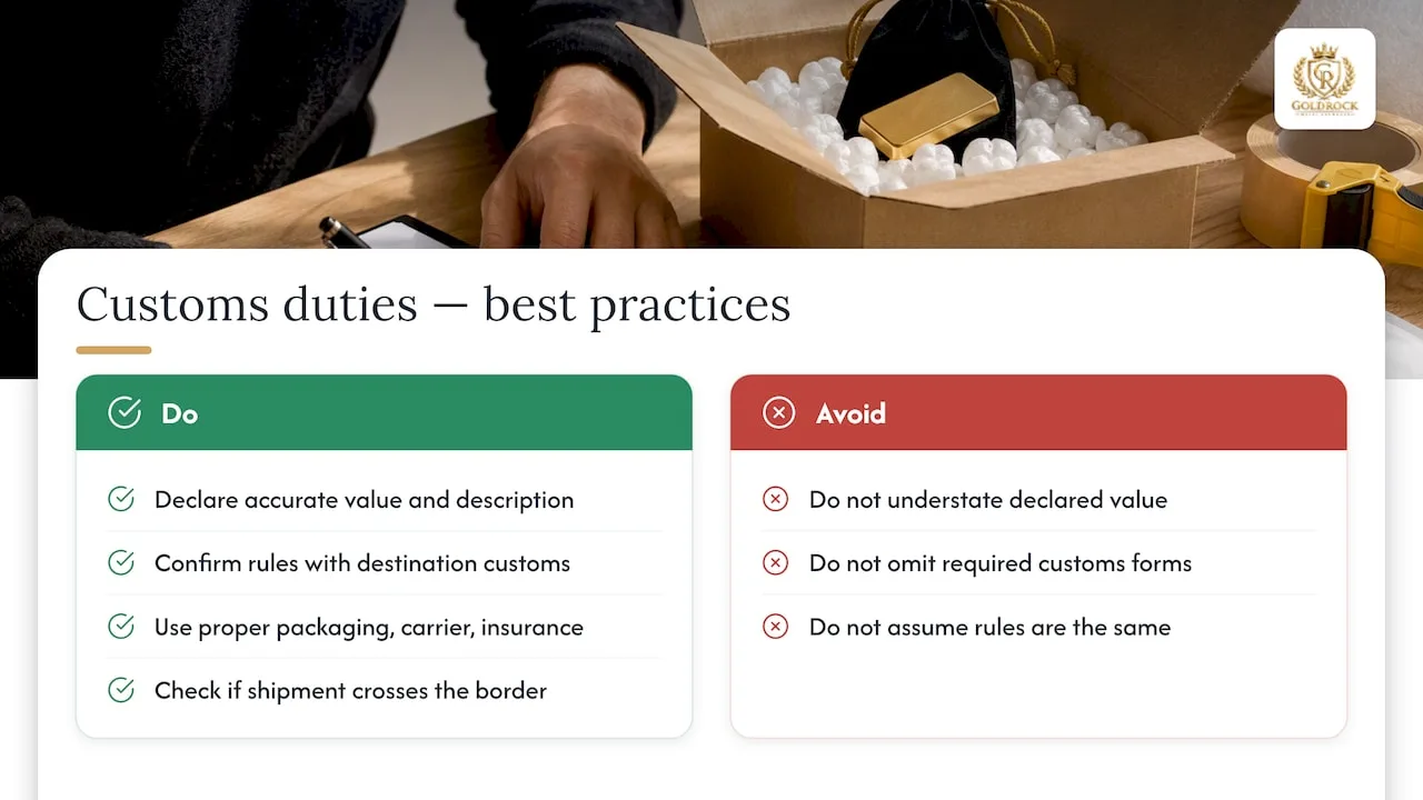 Best practices for handling customs duties or taxes if applicable — overview diagram