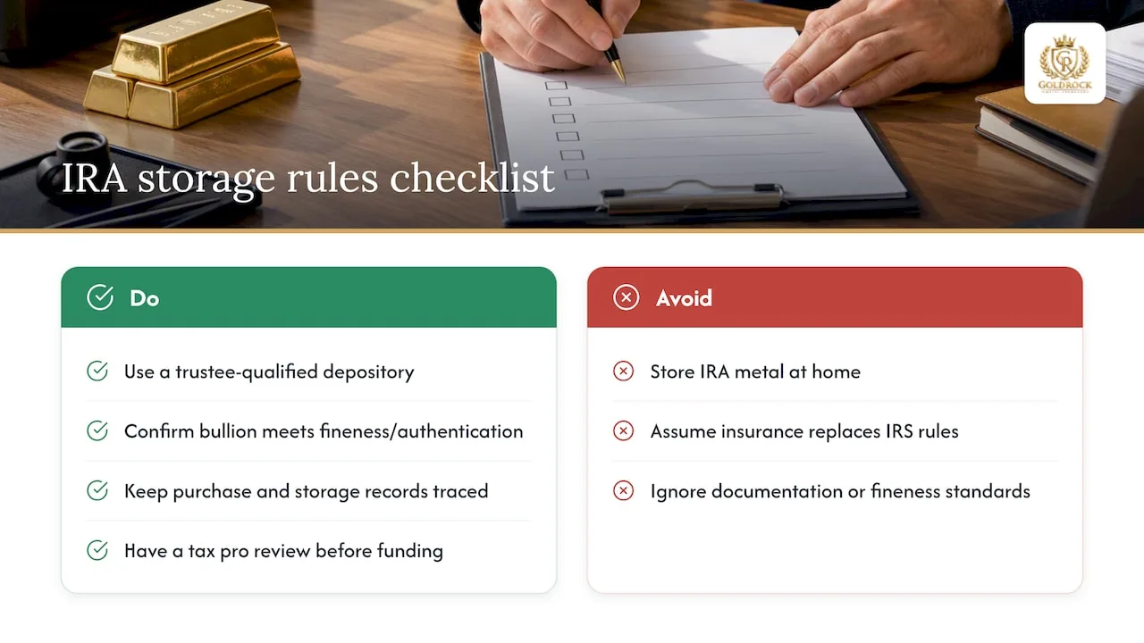 IRS rules that govern IRA storage and eligible bullion — overview diagram