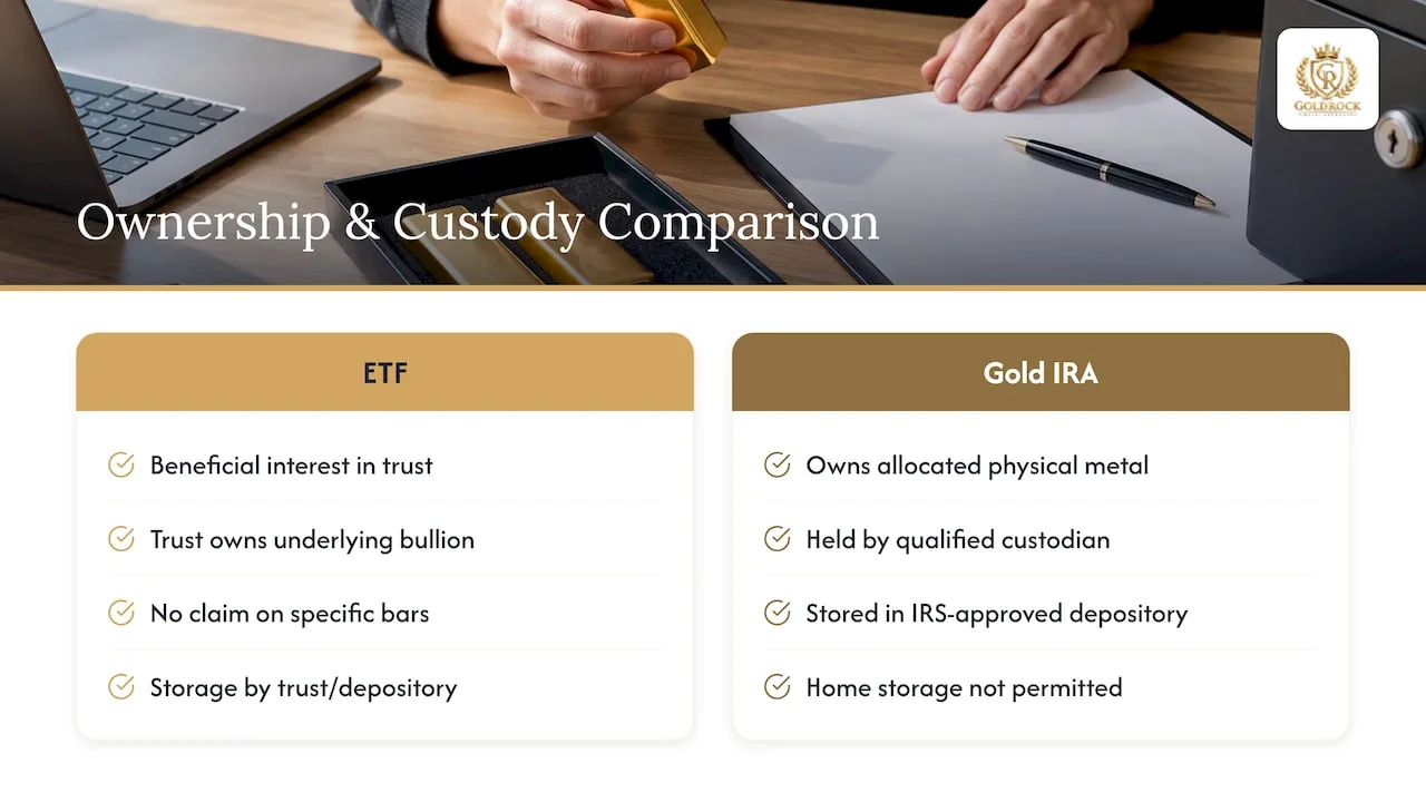 ETF trust ownership compared with gold IRA custody