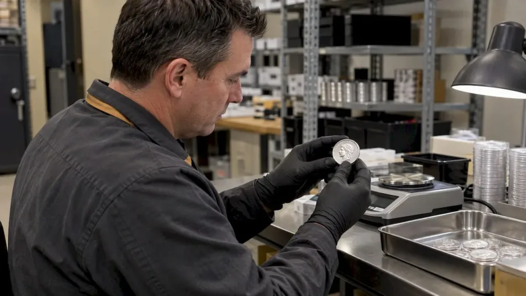 Palladium bullion coin at custodian intake