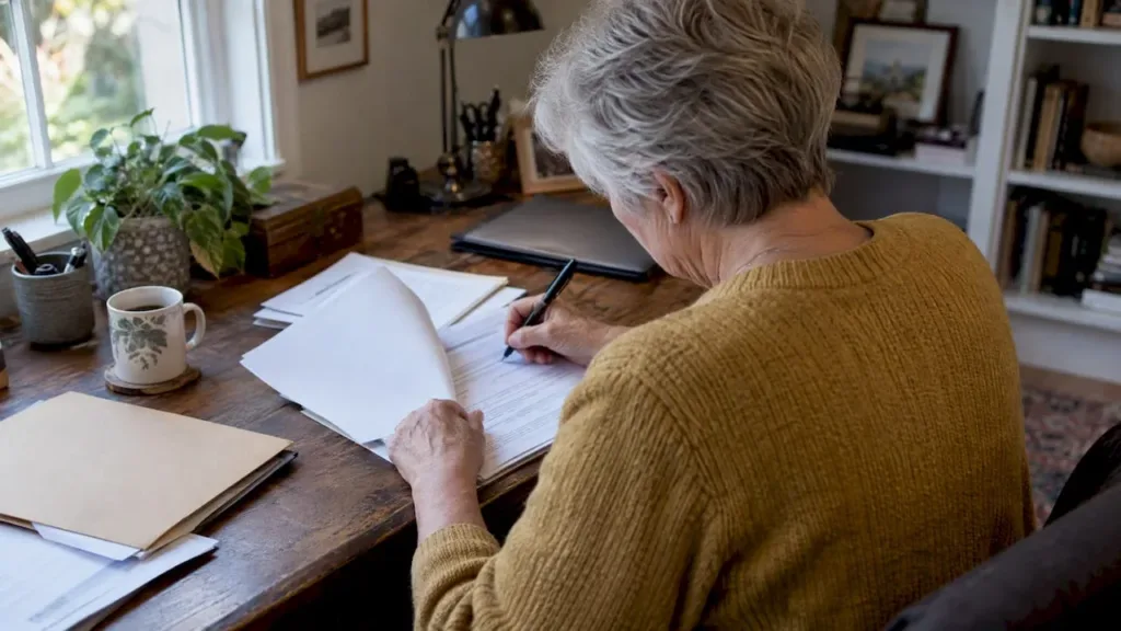Saver completing retirement account transfer paperwork