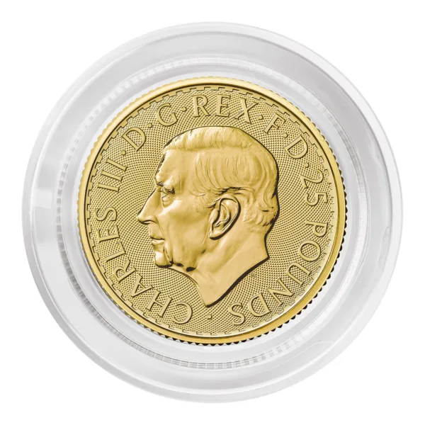 1/4 oz Gold Britannia — pictured 2026 BU obverse