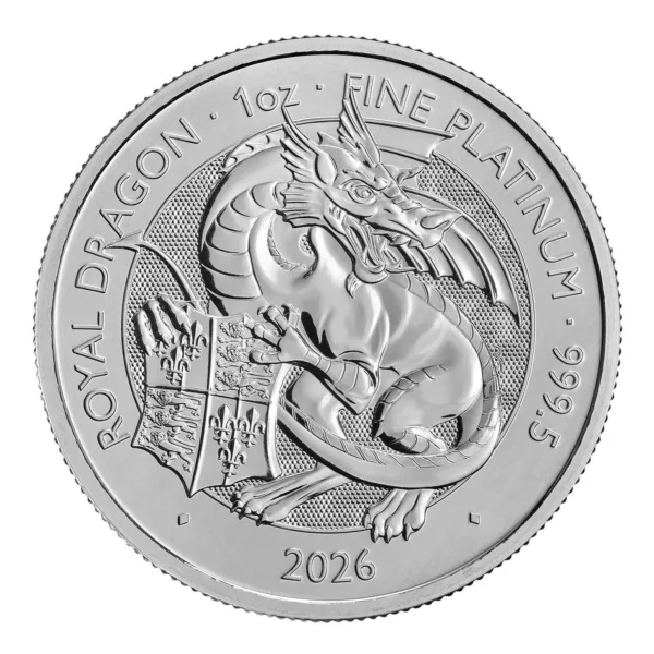 2026 1 oz Platinum Royal Tudor Beasts Royal Dragon — real coin image