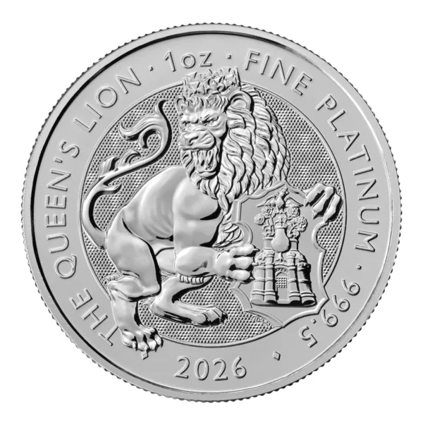2026 1 oz Platinum Royal Tudor Beasts Queen’s Lion — reverse image